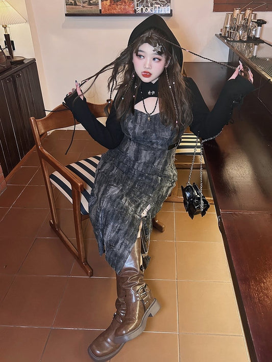 Plus Size Black Lace-up Detail Hooded Bolero