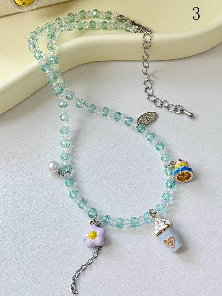 4 Options Bittersweet Fruit/Cookie Pendant Beaded Necklace