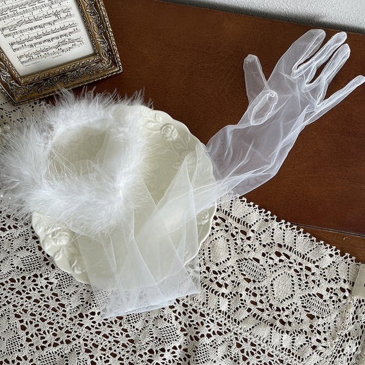 9 Color Options Shaggy Cuffs Tulle Gloves