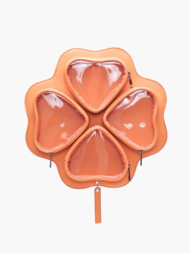 2-way Charming Orange Clover Ita Backpack In Kawaii Style