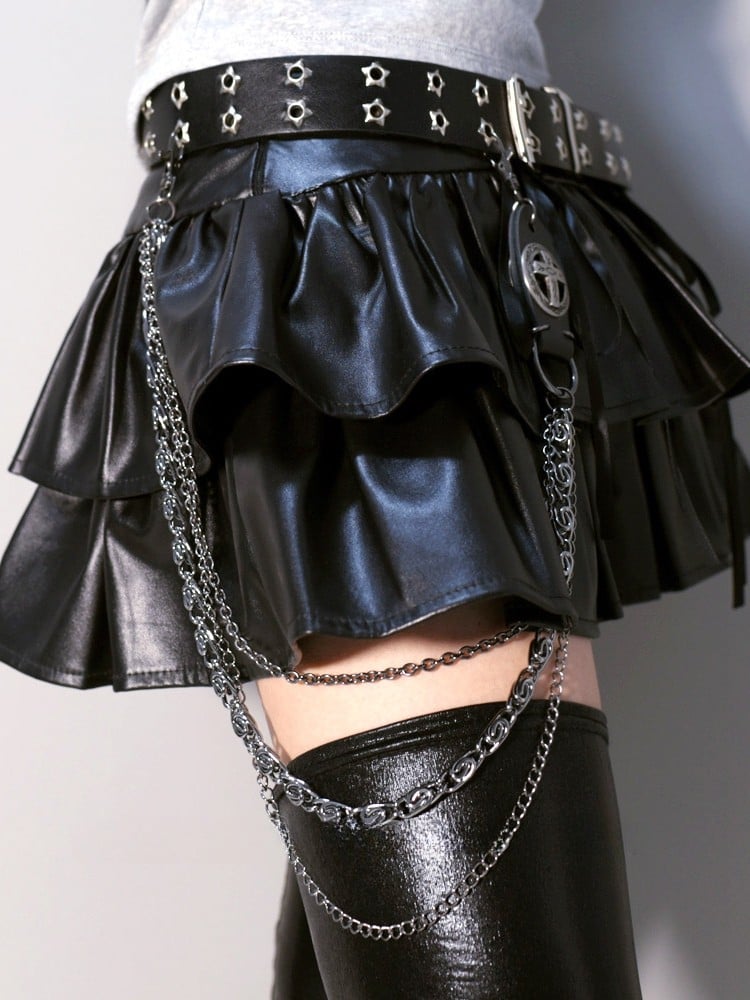 Black Waist Chain + Black Star Details Waist Belt