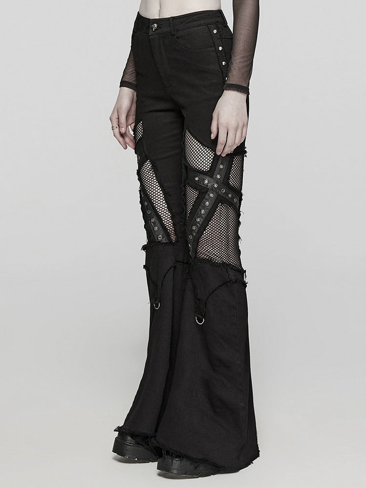 Black Punk Hollow Cross Pants