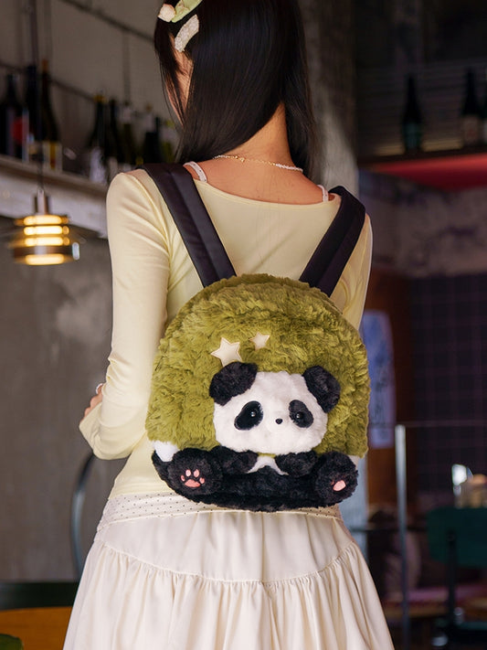 Black&Green Star Design Cute Plush Rabbit Backpack Middle/Large Size