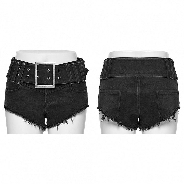 Black Punk Denim Shorts