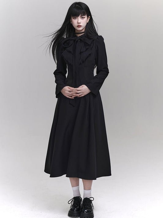 Gothic Black Jablt Collar High Waist Dress