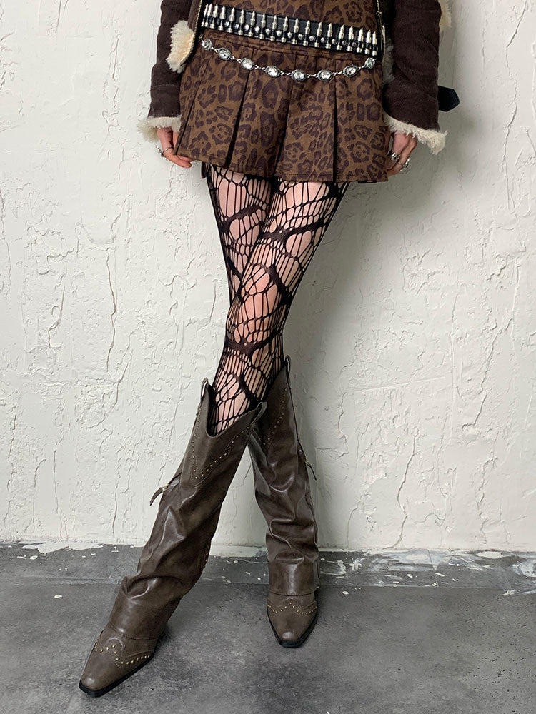 Black Gothic Asymmetrical Design Hollow-out Tights