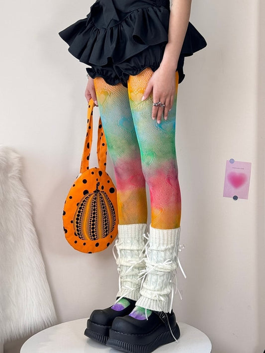 Colorful Ombre Color Heart Pattern Tights
