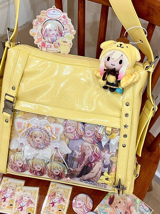 Yellow Stud Detail Buckle Strap Ita Bag