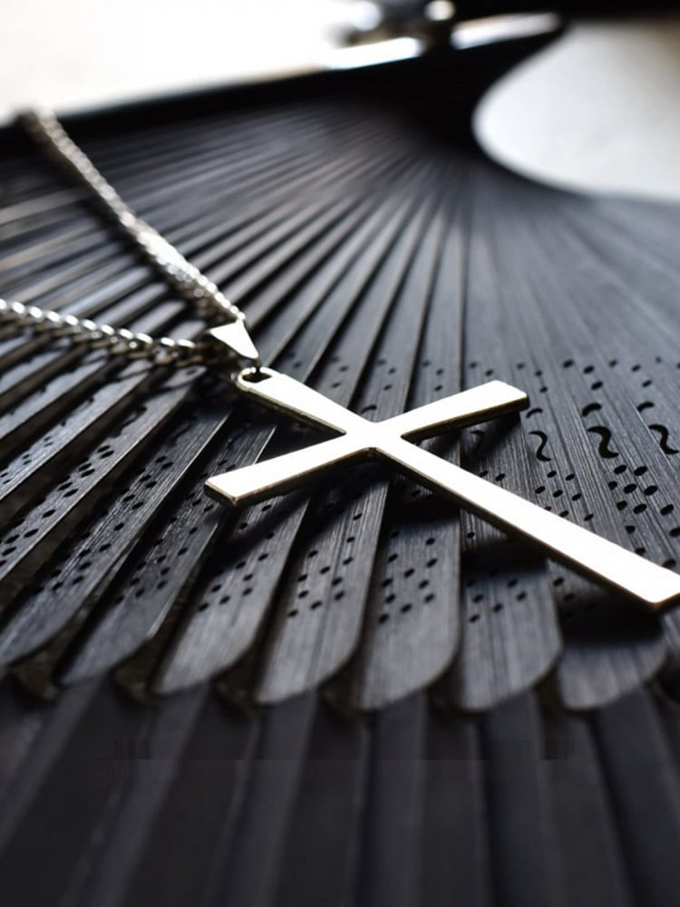 Silver Punk Gothic Cross Necklace