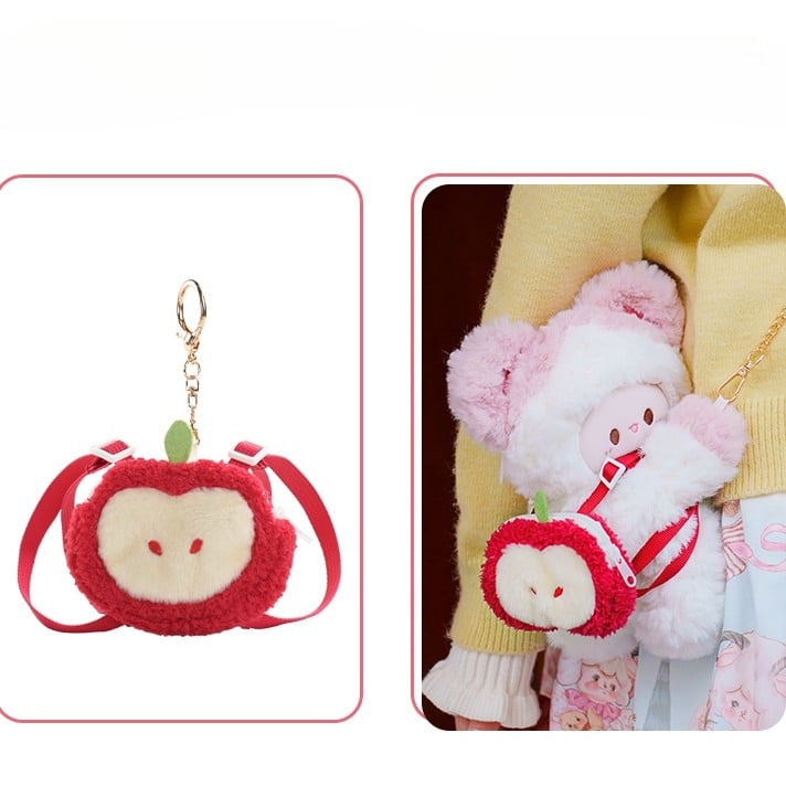 White&Pink Plush Cute Mouse Backpack/Crossbody Bag + 2 Options Backpack Keychain Small/Middle Size