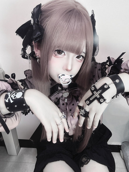 Black Skeleton PU Punk Bracelet