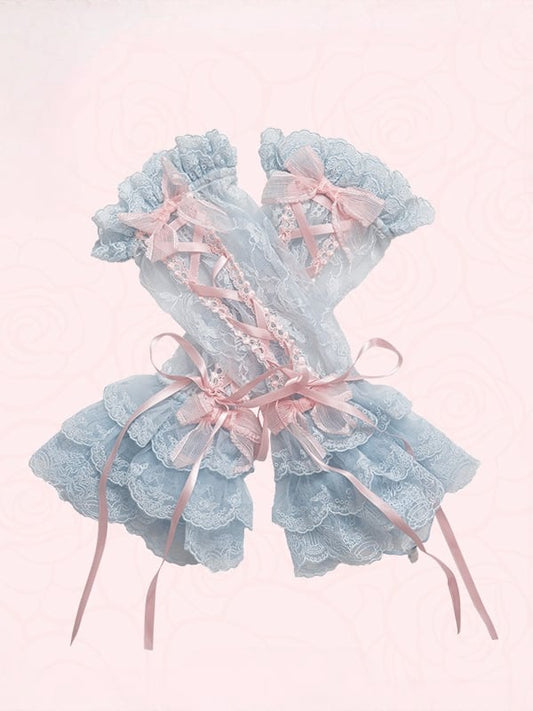 Blue / Purple & Pink Lace Wrist Cuffs