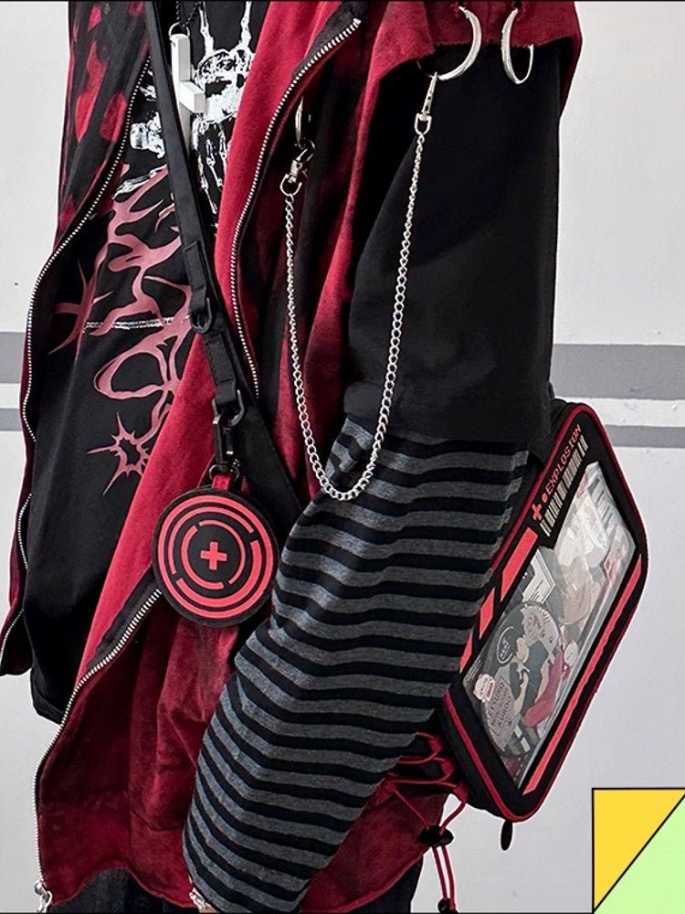 Red Letter Print Luminous Design Crossbody Ita Bag