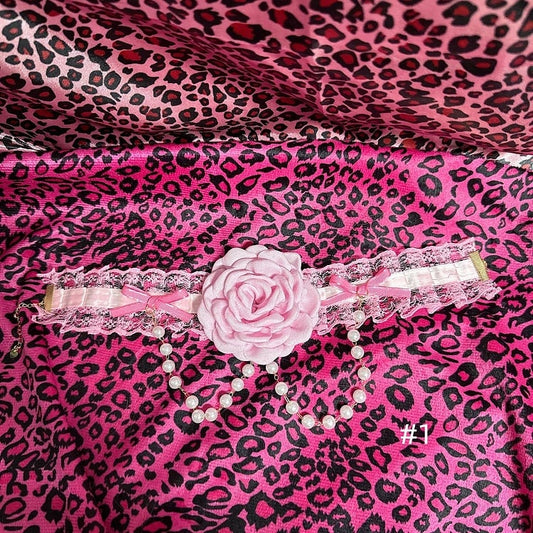 Hime Gyaru Showa Y2K Pink Rose Choker |4 Options with Beaded Chain