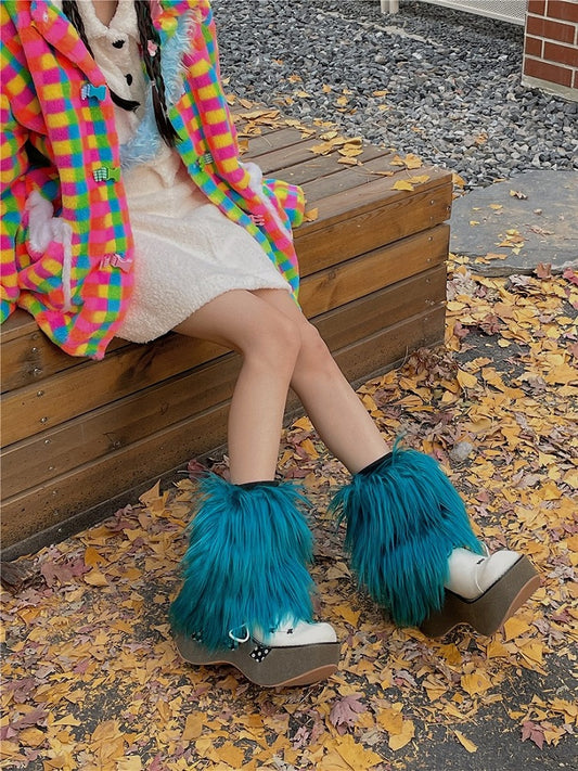 Peacock Blue Y2K 20CM/30CM/40CM Shaggy Leg Warmers