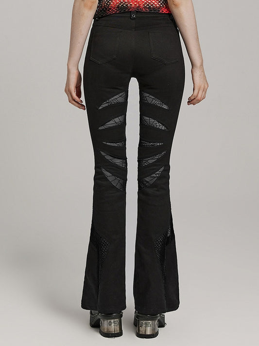 Black Goth Pointed Flared Trousers