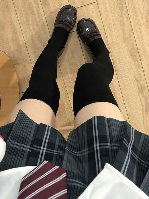 Black JK Uniform Knitted Over-Knee Stockings