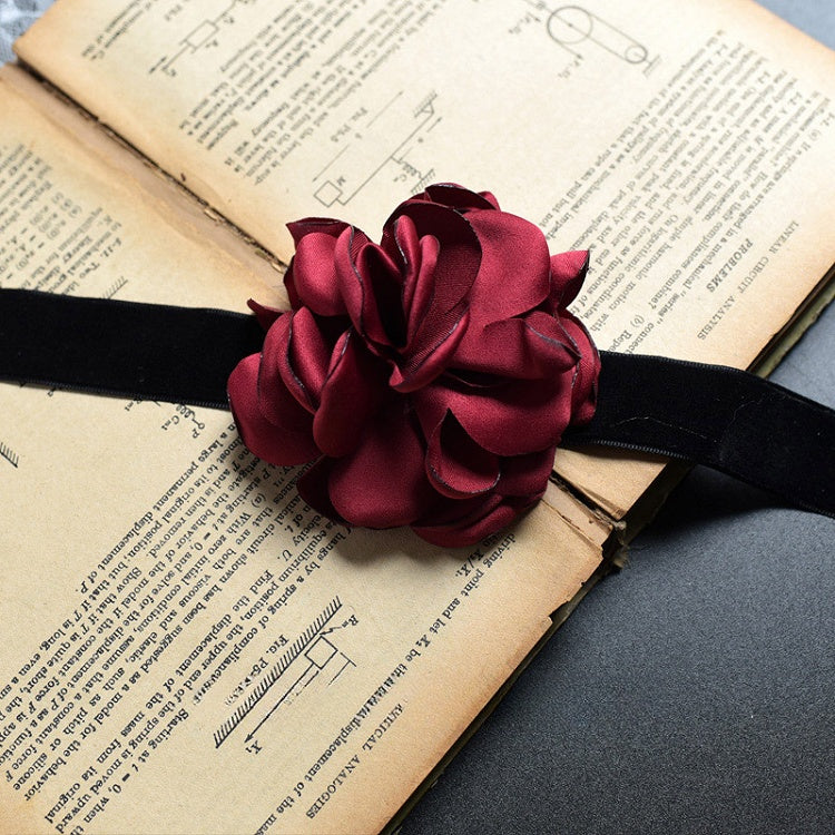 Gothic Punk Black and Red Floral Choker