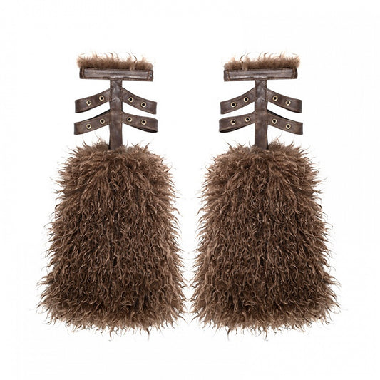 Brown Wasteland Punk Faux Fur Leg Warmers