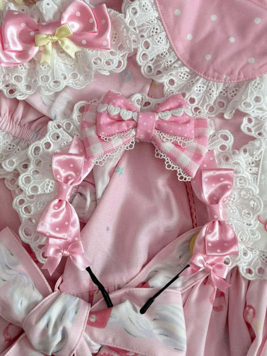Pink Sweet Lolita Plaid And Polka-dot Pattern Bowknot Details KC