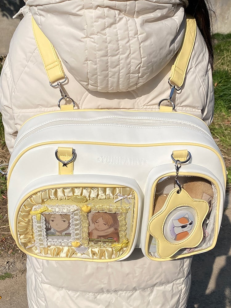 Creamy Yellow Contrast Trim Bread-shaped Ita Shoulder Bag