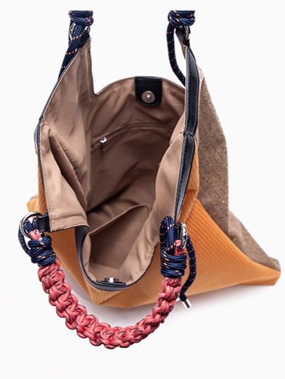 Large Capacity Dreamy Pink Woven Strap Corduroy Tote Bag