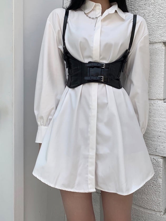 2 Options Black PU Buckle Corset Belt