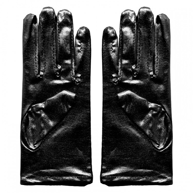 Cyberpunk Patent Silver / Black Gloves