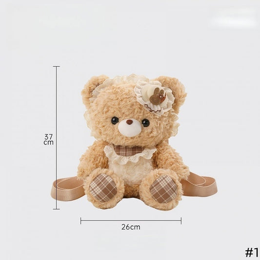 Interchangeable Strap Kawaii Plush Bear Crossbody Bag With Artificial Pearl Strap Option