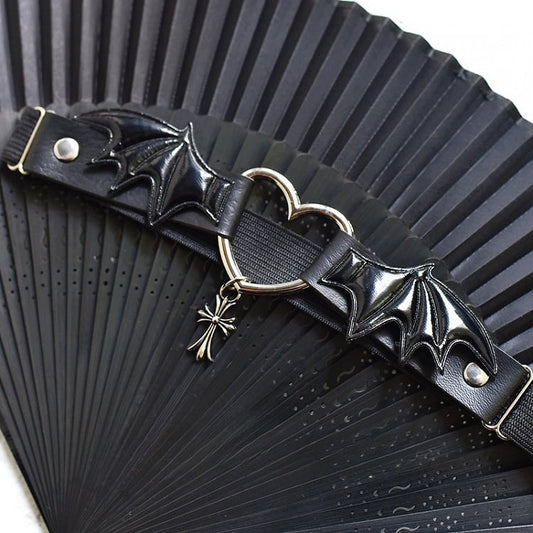 Gothic Devil Wings Black Punk Cross Garter