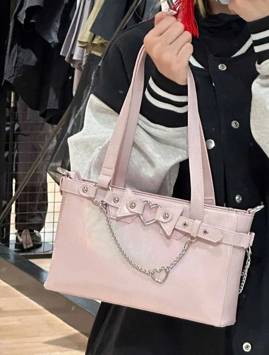 Detachable Chains Pink Ita Shoulder Bag