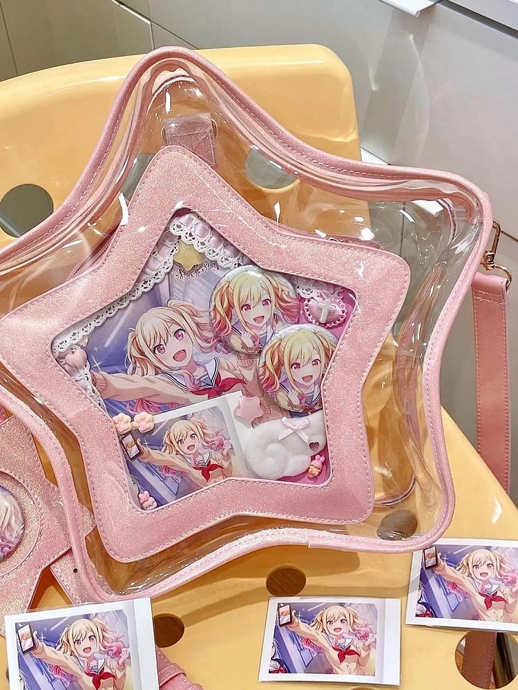 Pink PU Star-shaped Ita Bag Set with Detachable Badge Charm