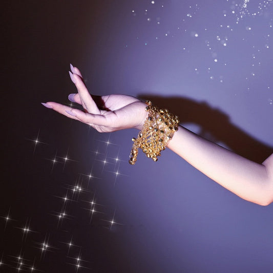 Gold Exotic Bell Design Armlet Bracelet