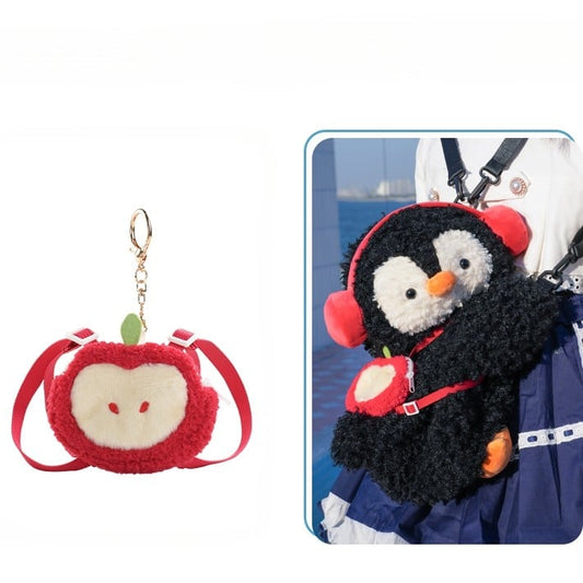Black Cute Penguin Plush Backpack/Crossbody Bag +Keychain