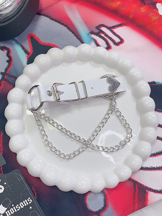 Black/White Y2K Heart Decorated Chain Charm Arm Ring