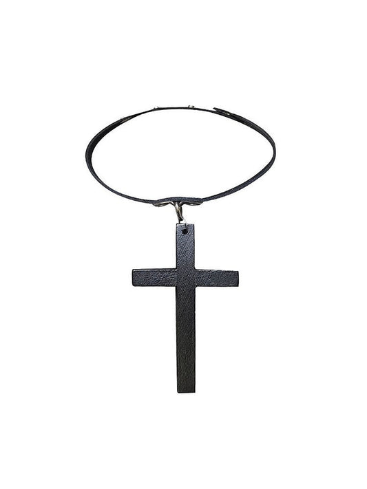 Black Punk Cross PU Choker