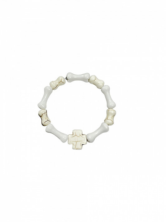 Halloween White Punk Cross Bones Bracelet