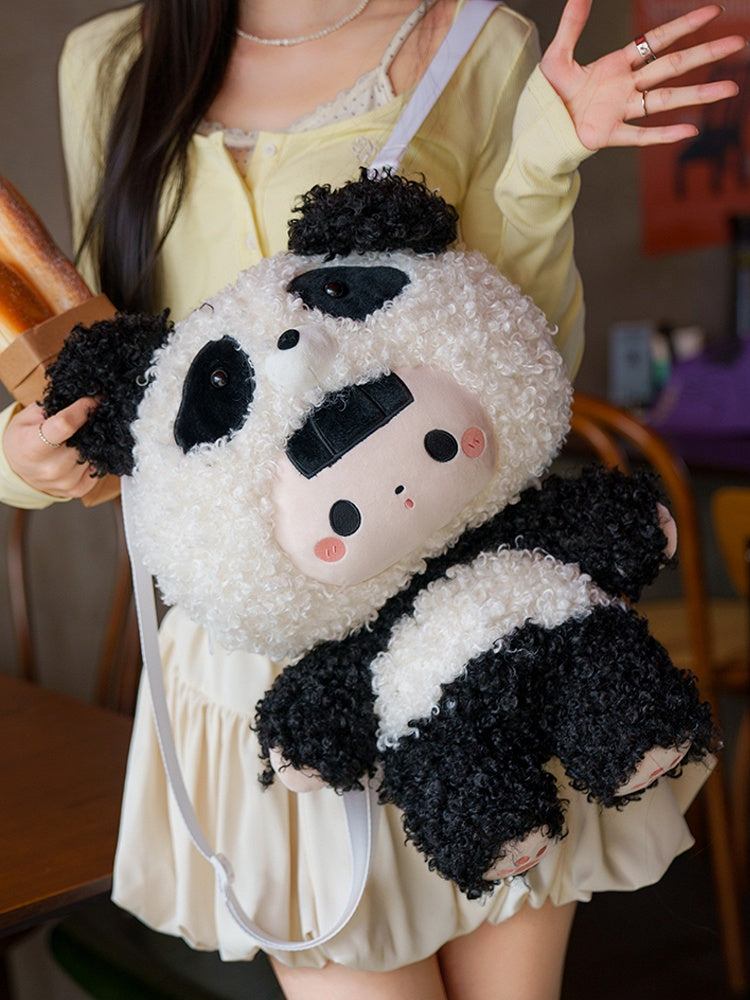 Black&White 38cm Plush Panda Backpack Detachable Shoulder Straps