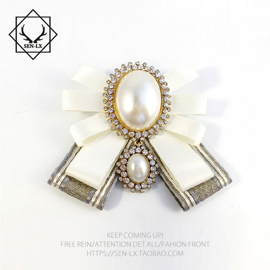 Vintage Pearl Bow Tie Brooch