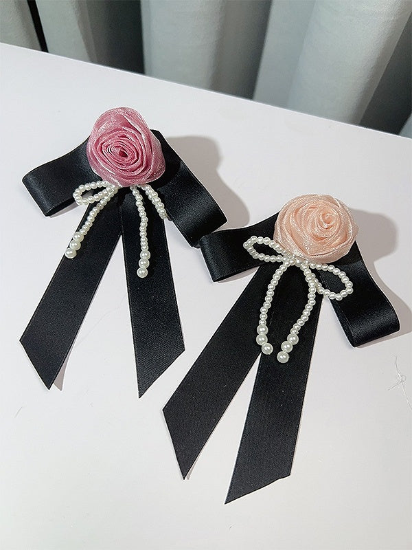 Purple/Pink/Black Rosette Design Brooch