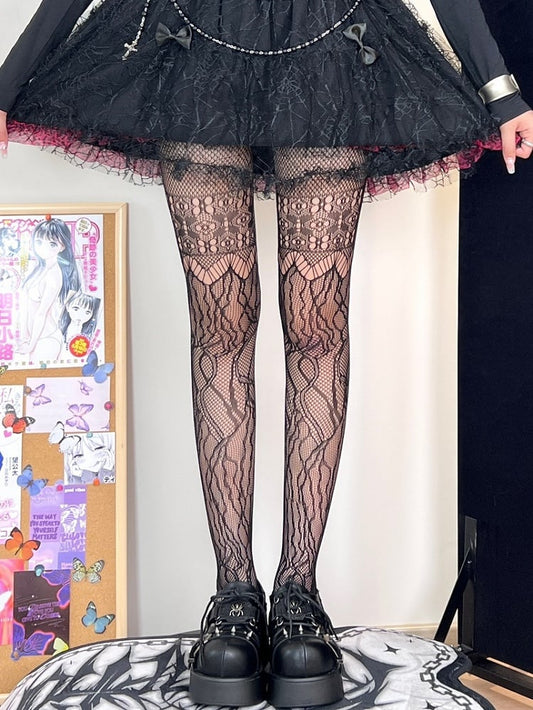 Black Hollow-out Design Cut-out Details Tights