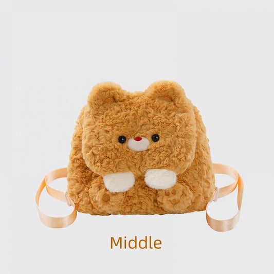Yellow Bear Plush Flap Backpack Bag Middle/Large Size