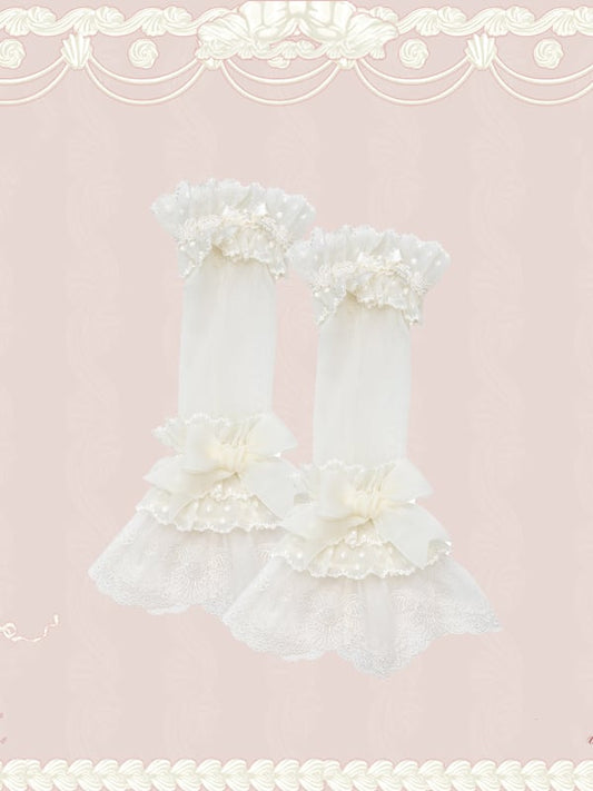 Creamy Tulle Wrist Cuffs