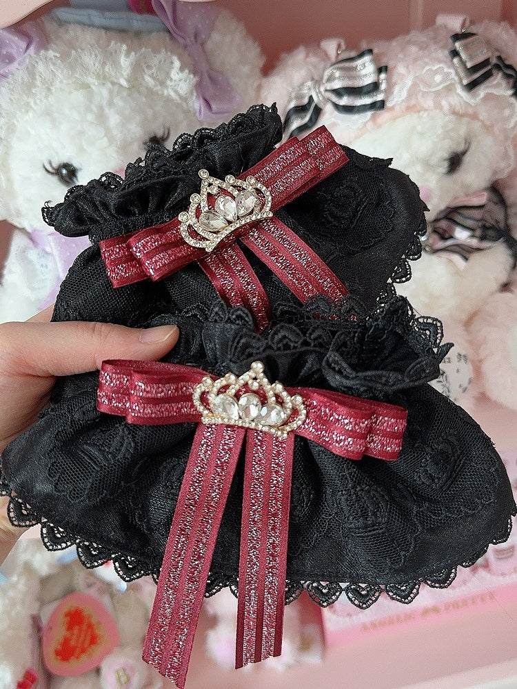 4 Color Options Rhinestone Crown Decorated Bowknot Wrist Cuffs