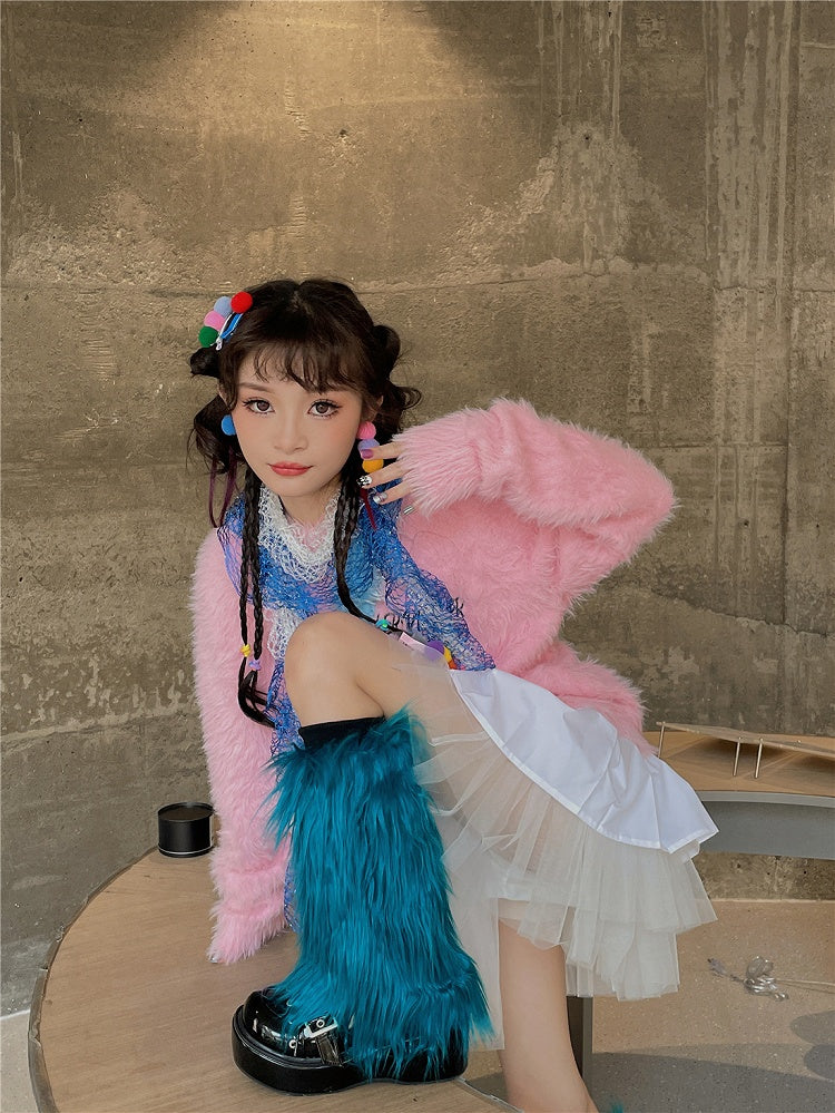 Peacock Blue Y2K 20CM/30CM/40CM Shaggy Leg Warmers