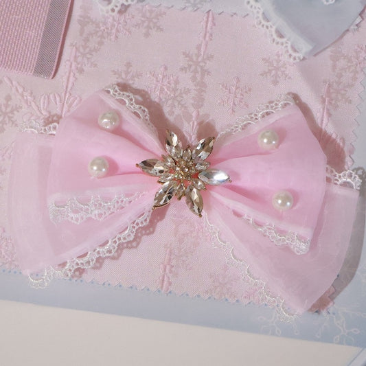 5 Color Options Beaded And Rhinestone Decorated Bowknot Hairclip