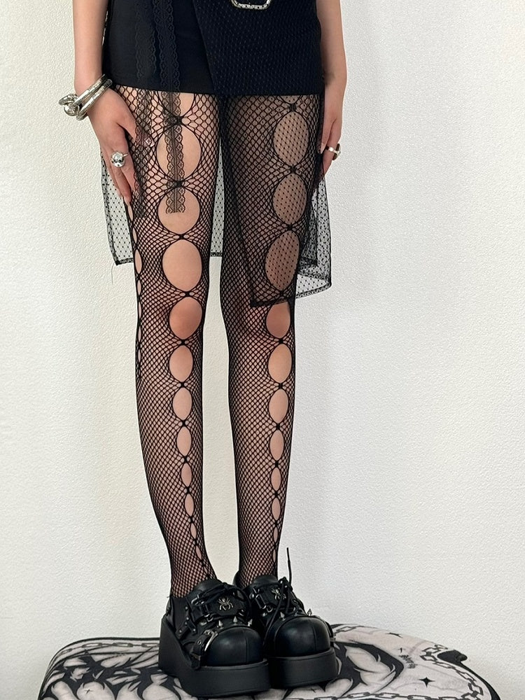 Black/White/Red Cut-out Design Tights