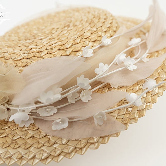 Floral Decoration Yellow Straw Hat