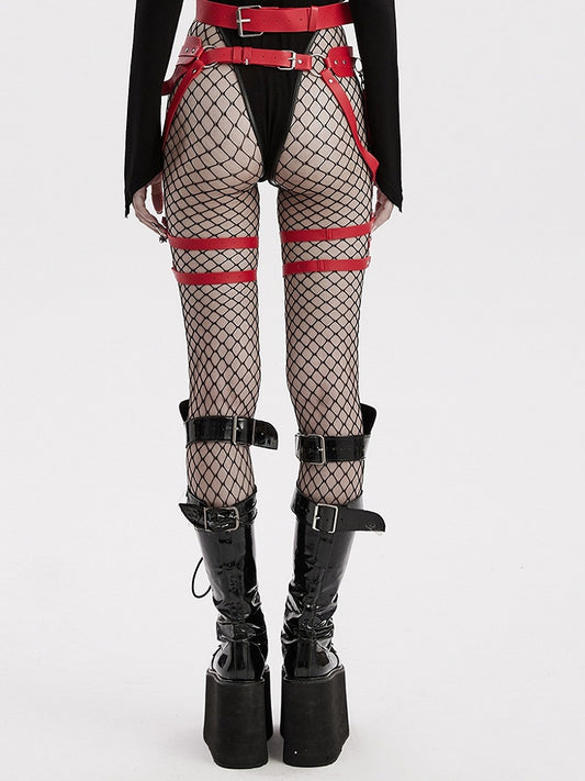 Red Punk PU Harness