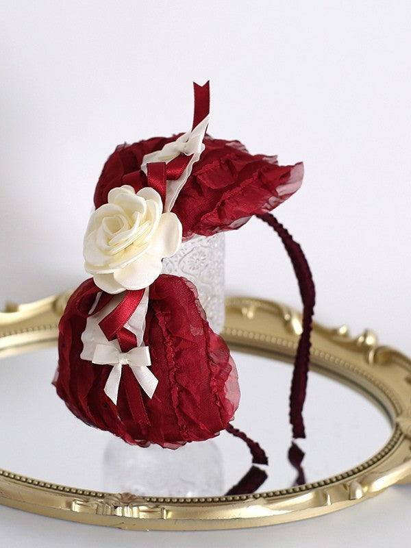 Red Camellia Decorated Bowknot KC